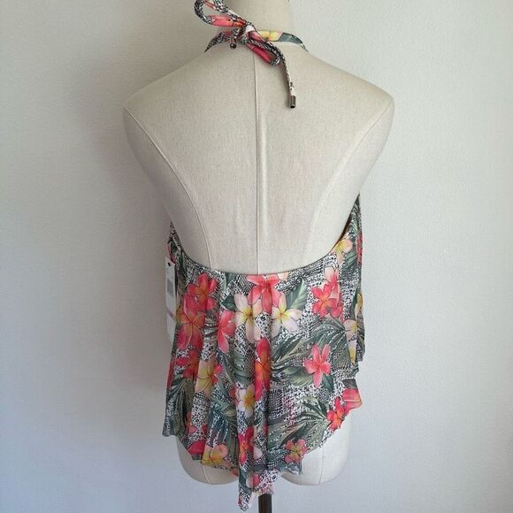 Coco Reef NWT Tropical Floral Mesh Halter Tankini Swim Top Size 38D - Picture 7 of 16